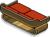 Rotes Goldmode-Sofa
